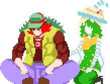 An unedited sprite of Safalin treating an injured Q-Taro.